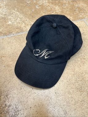 Christine Alexander Black Baseball Cap with Rhinestone Accent